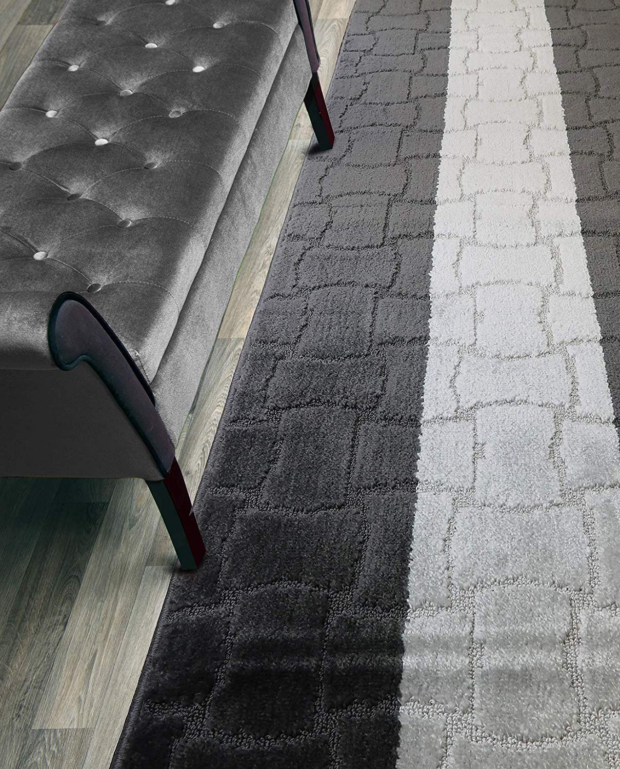 ORFA HOME Custom Length Hallway Runner Rug,Slip Resistant,Puzzle Anthracite, 26 Inch X 10 feet, Sold and Priced Per Foot