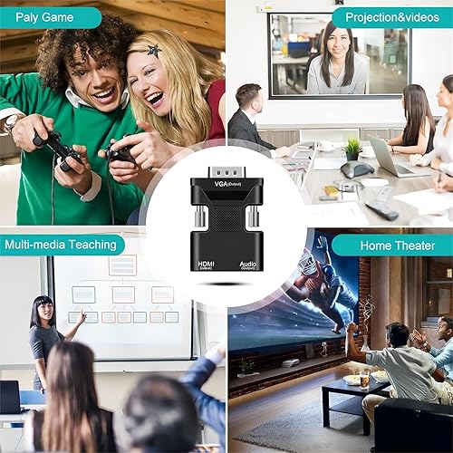 Miniatura 6 de FDG Convertidor de adaptador HDMI a VGA, adecuado para computadoras portátiles, computadoras antiguas, monitores, proyectores.hdmi a adaptador de