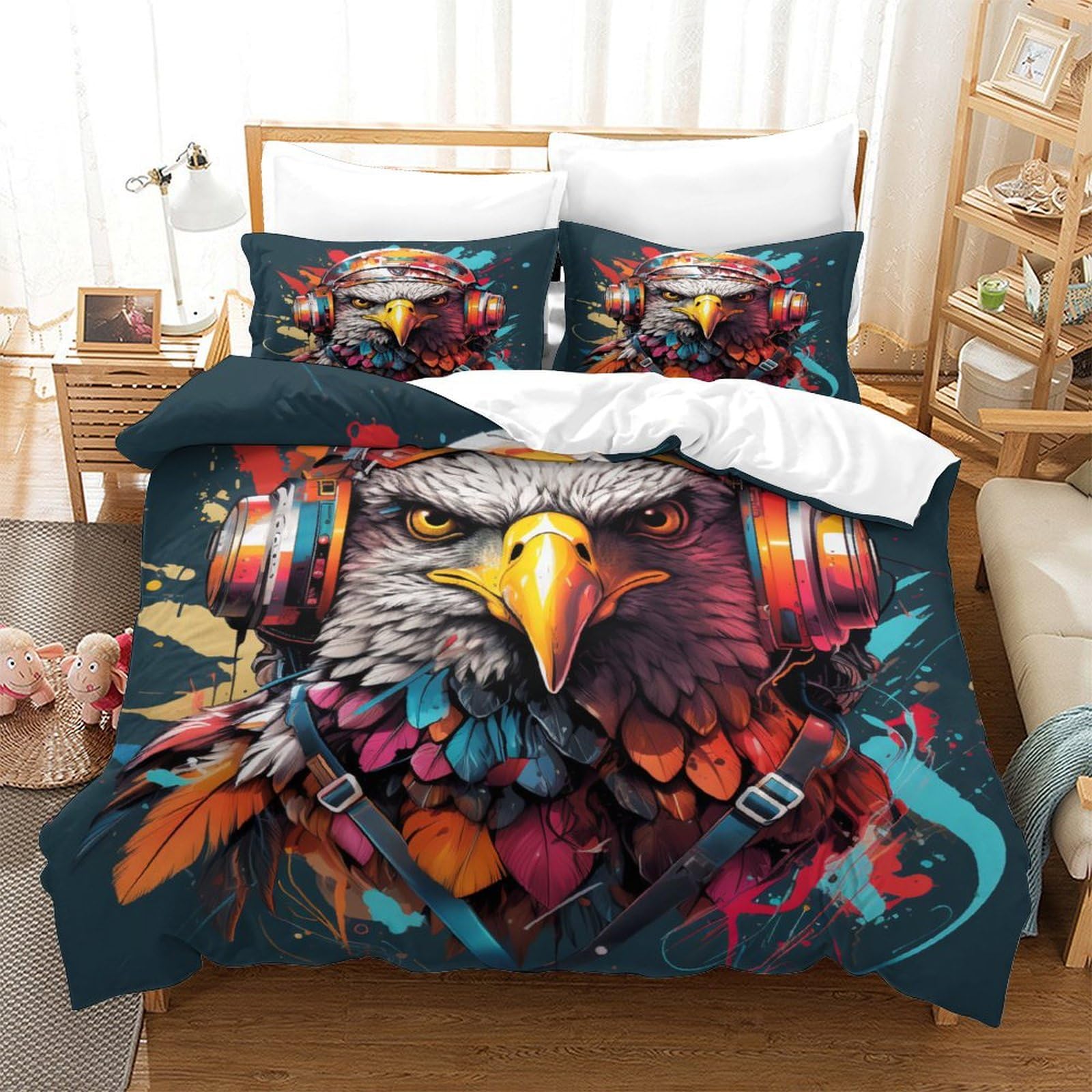 Parure de couette aigle 3D pour décorer une chambre d'adolescent