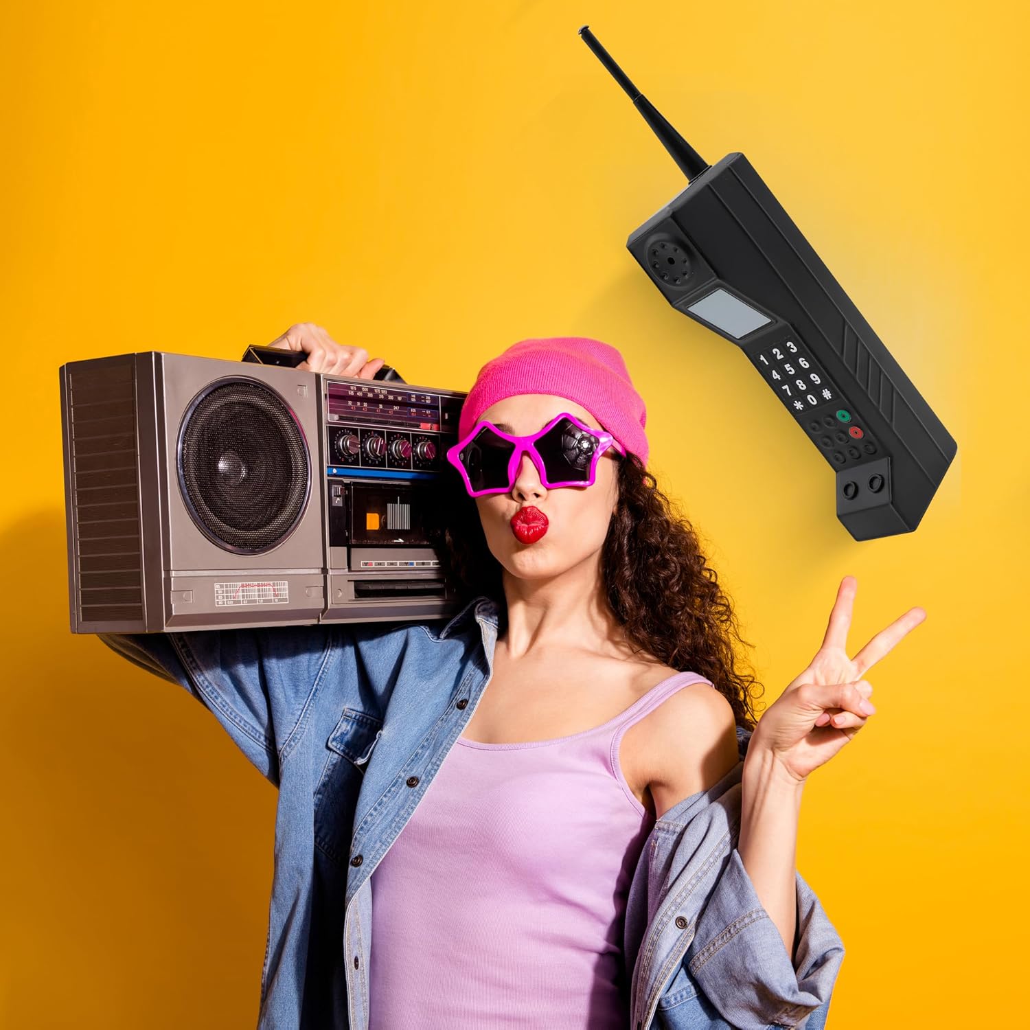 Fake Phone Prop Retro Phone,90s Phone for Home (Black)