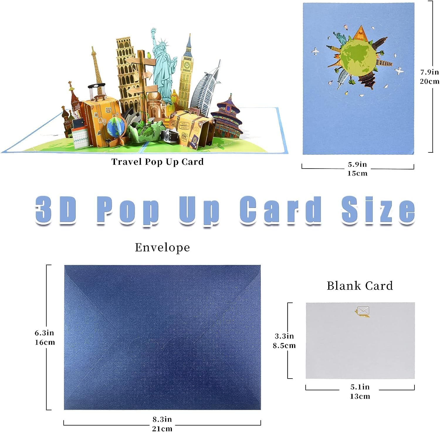 Biglietto Pop-up 3D Lecone A Tema Viaggio – Regalo Originale Per Vacanze, Pensionamento O Luna Di Miele Con Effetto Sorpresa E Busta Inclusa