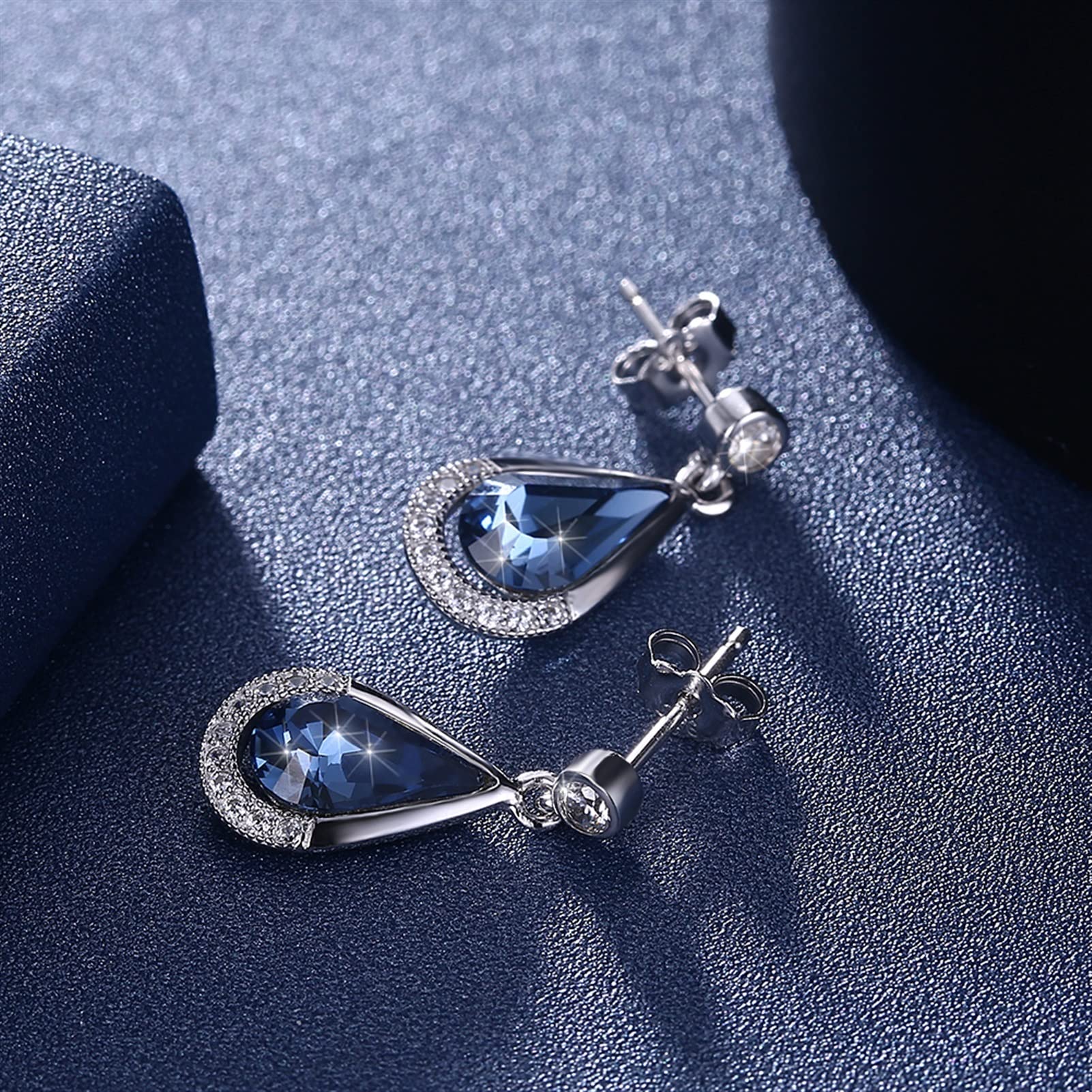 Gioielli di Moda Orecchini Pendenti in Cristallo a Forma di Goccia in Argento Sterling S925 Orecchini in Cristallo Blu Reale Gioielli Eleganti di Moda da Donna Orecchini di Fascia Alta