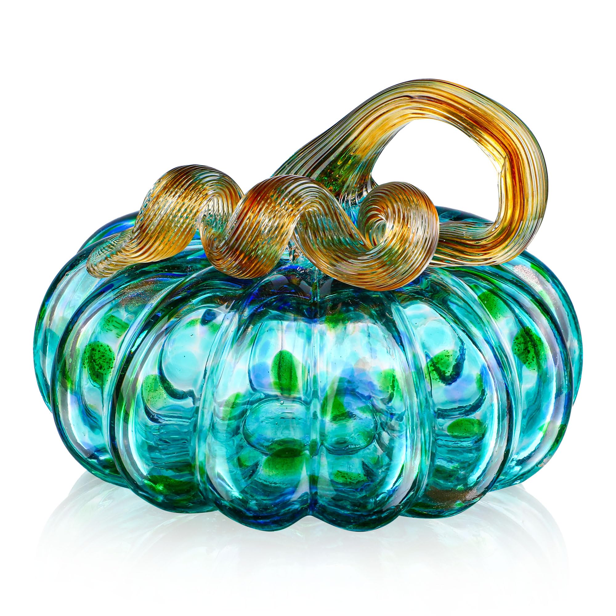 Qfkris Clear Hand Blown Glass Pumpkin For Decorating, Crystal Pumpkin Fall Decor