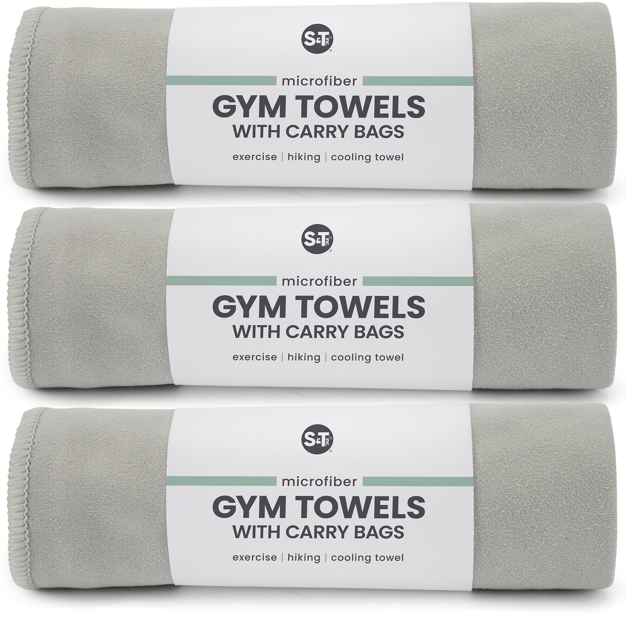 Serviette rafraîchissante S&T INC. lot de 3 gris 30x102 cm avec pochette