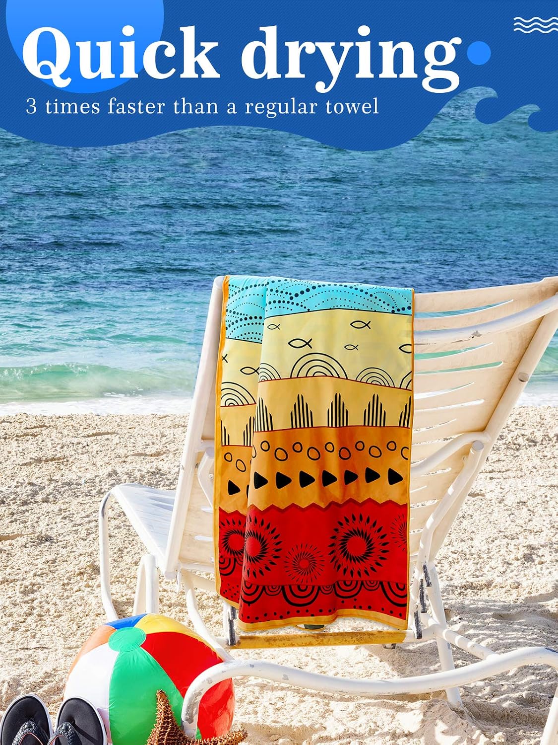 OCOOPA Beach Towel Microfiber, Extra Large 178cm*80cm Oversized Travel Towel- Quick Dry, Sand Free, Compact - Image 4
