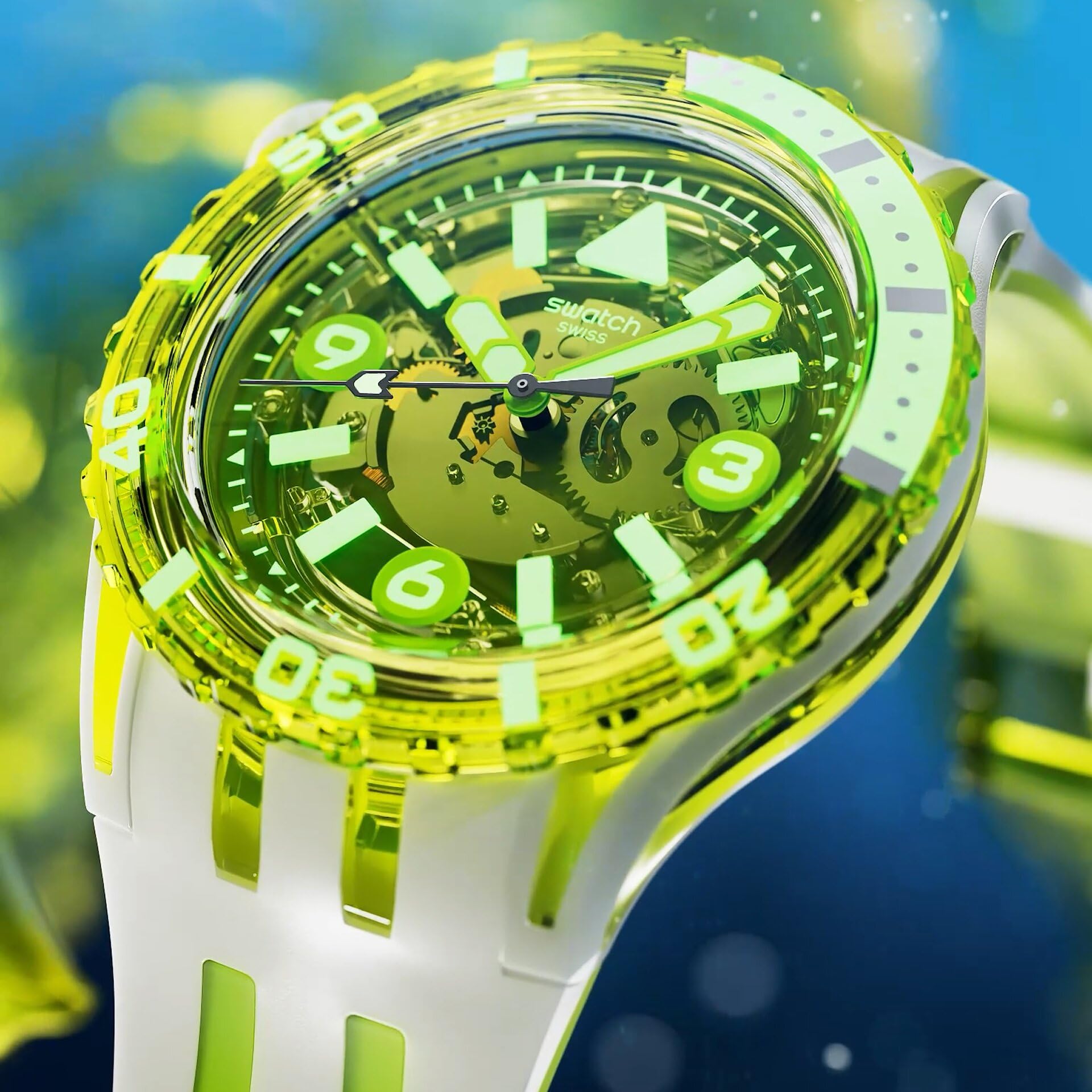 Swatch Reloj casual unisex amarillo de cuarzo biológico con yema de huevo