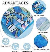 Vista 3 de GORGECRAFT 5 piezas de película de privacidad para ventana, película de vidrieras no adhesivas, películas de tintado para ventanas, calcomanías