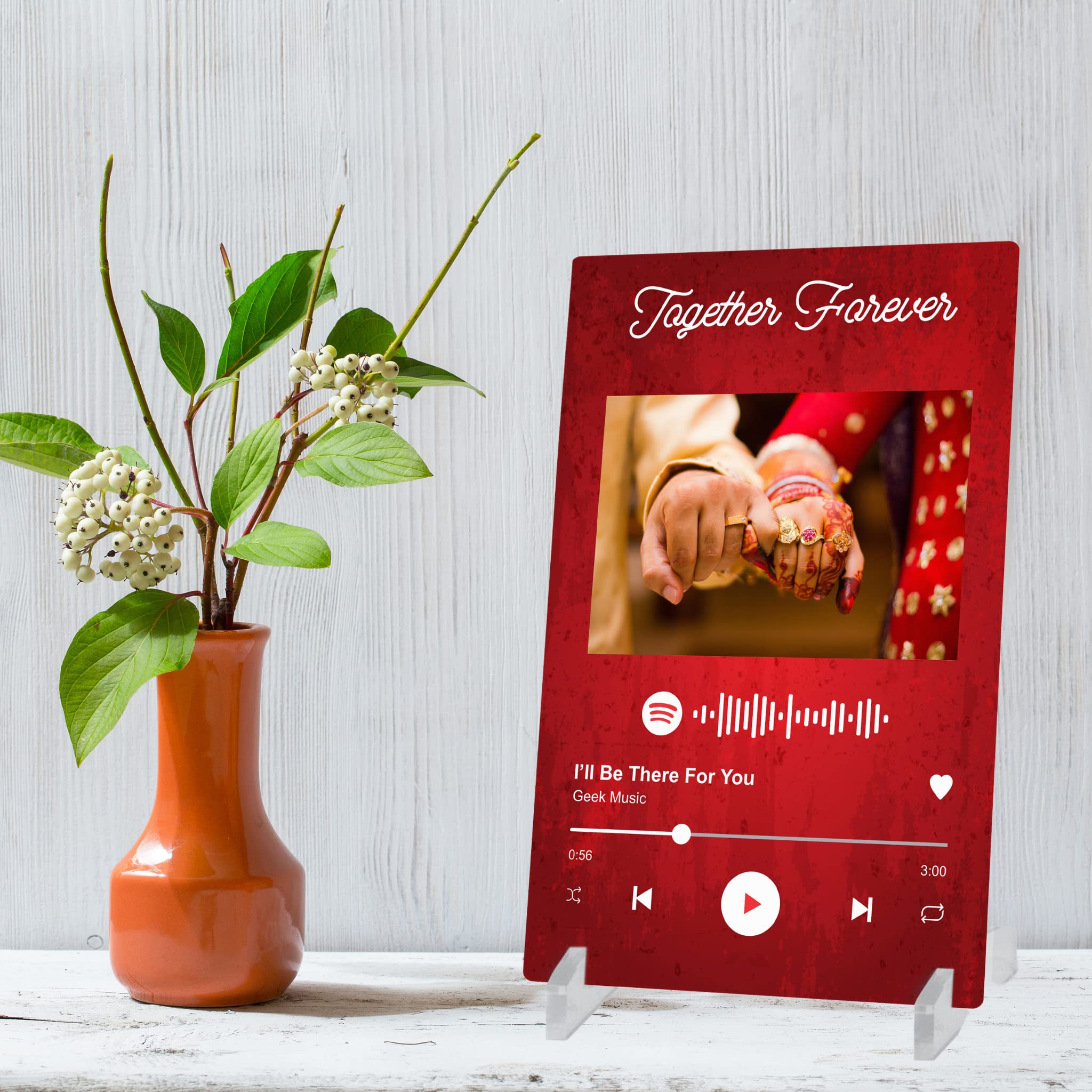 Gifteee - Gift Emotions Expressions Experiences Personalized Spotify Plaque With Song Code Photo & Message | Personalized For Your Loved Ones With Scannable Code | Size (6 X 9 inches) (Stand Acrylic)