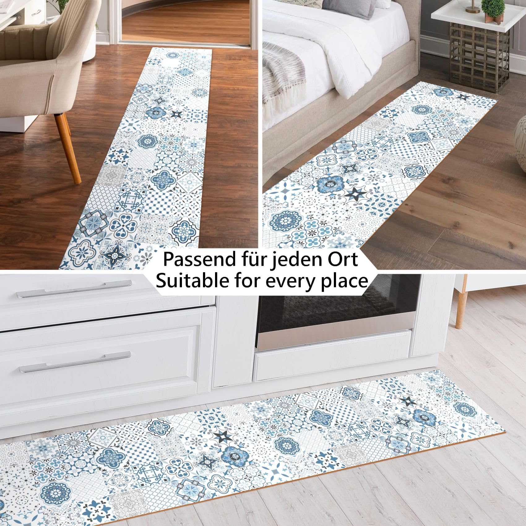 ANRO Küchenteppich Küchenläufer rutschfest & waschbar Teppich Küche Läufer Teppichläufer Bodenmatte für Küche Flur Maiori Abwaschbar 280 x 48cm