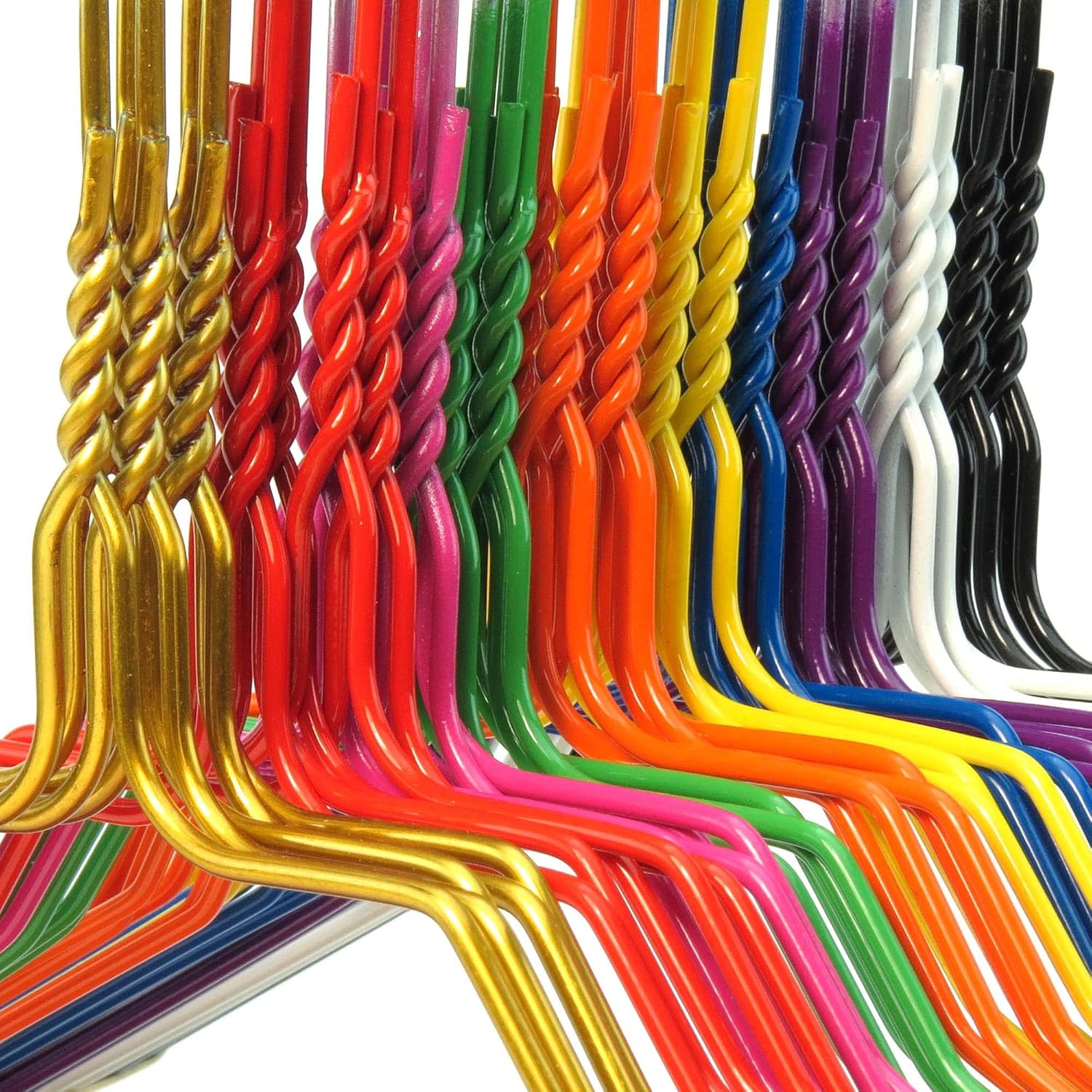 One-Day Sale: Up to 40% Off HANGERWORLD 20 Mixed Color Coating 16inch Metal Wire 13 Gauge Pants Bar Coat Clothes Garment Hangers