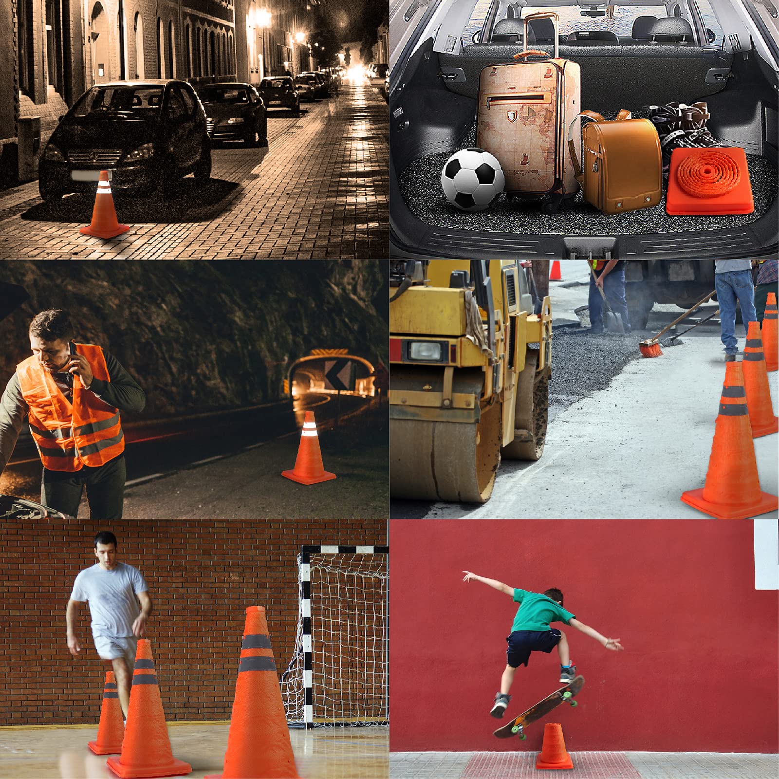 Paquete de 1 conos de seguridad naranjas plegables de 18 pulgadas/conos de tráfico naranjas/conos de seguridad reflectantes emergentes multiusos