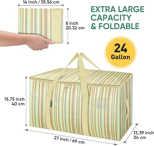 Miniatura 2 de BALEINE - Paquete de 4 bolsas de mudanza extragrandes, con asas reforzadas, bolsa de almacenamiento resistente para ropa, suministros de mudanza,