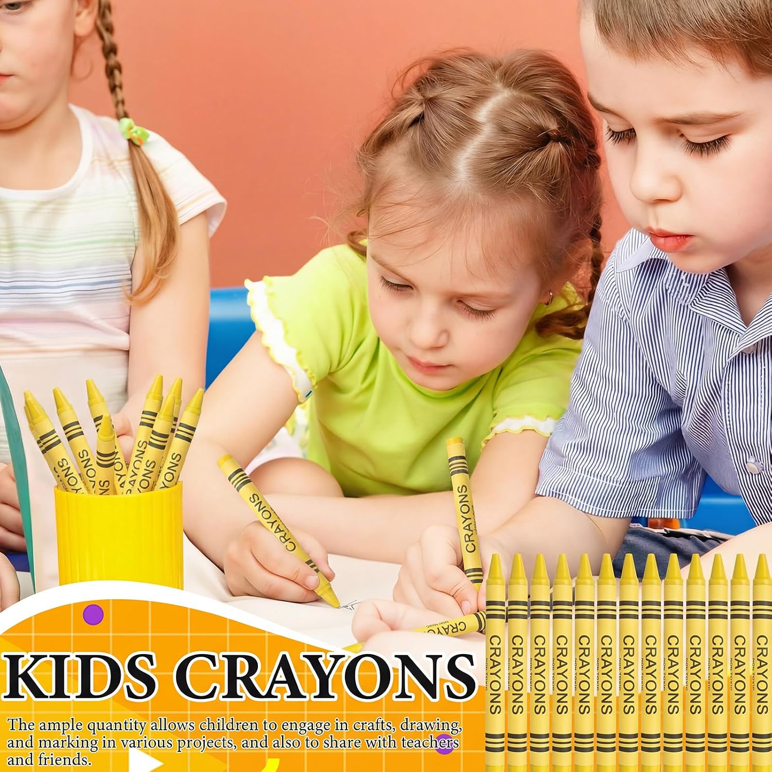 200 Pcs Yellow Crayons Bulk Pack Single Color Crayon Refill Back to School Gift Supplies Refill Coloring Party Favors for Kids Teacher Painting Classrooms Groups Party Art Gifts Supplies