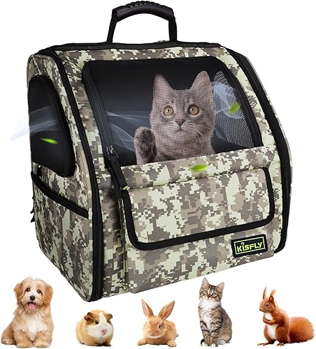 Miniatura 15 de Transportador de gatos para 2 gatos/gatitos, transportador de mascotas para gatos, cachorros, perros pequeños y conejos, bolsa de viaje plegable