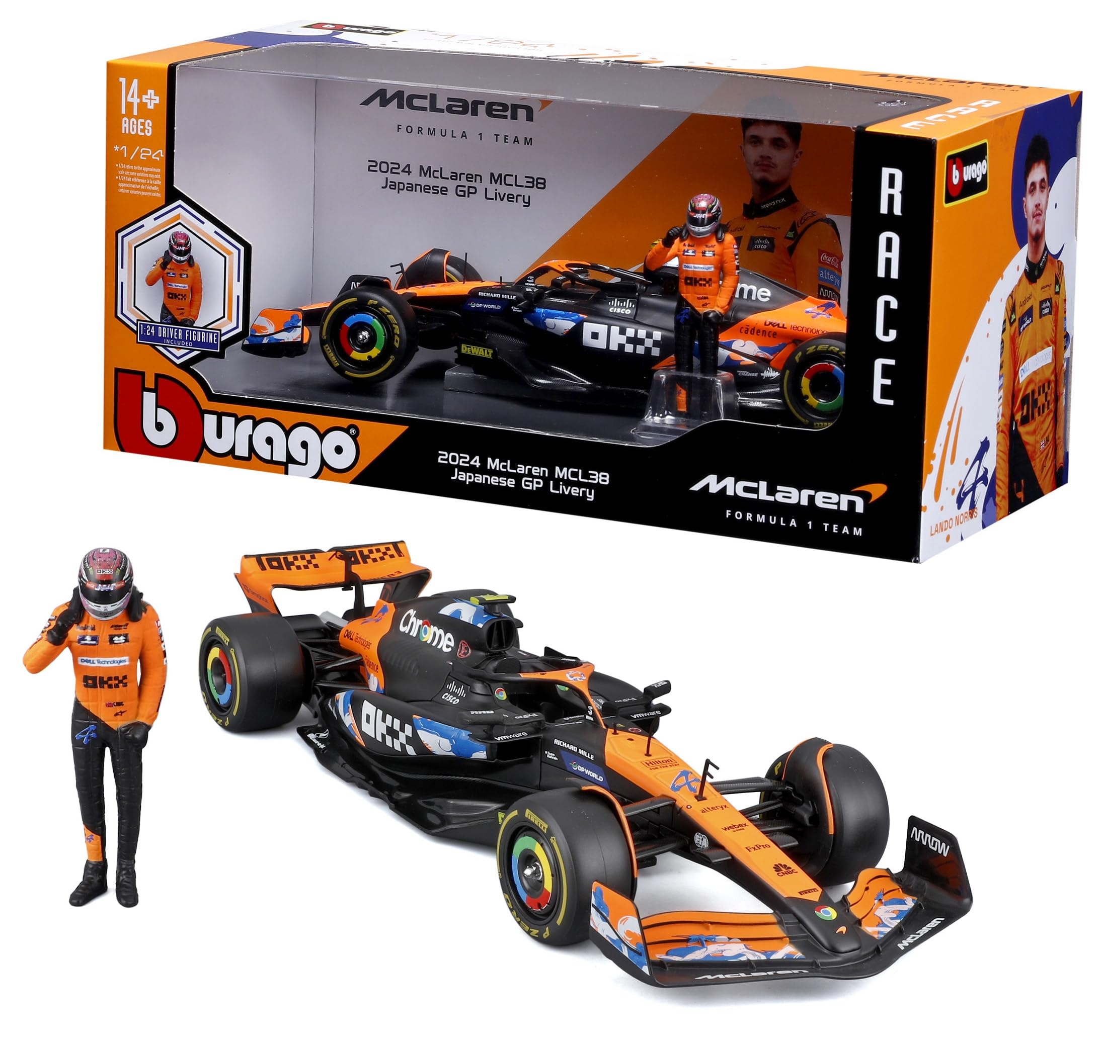Amazon.co.jp: Bburago 2024年モデル 1/24 F1 マクラーレン MCL38 ＃4