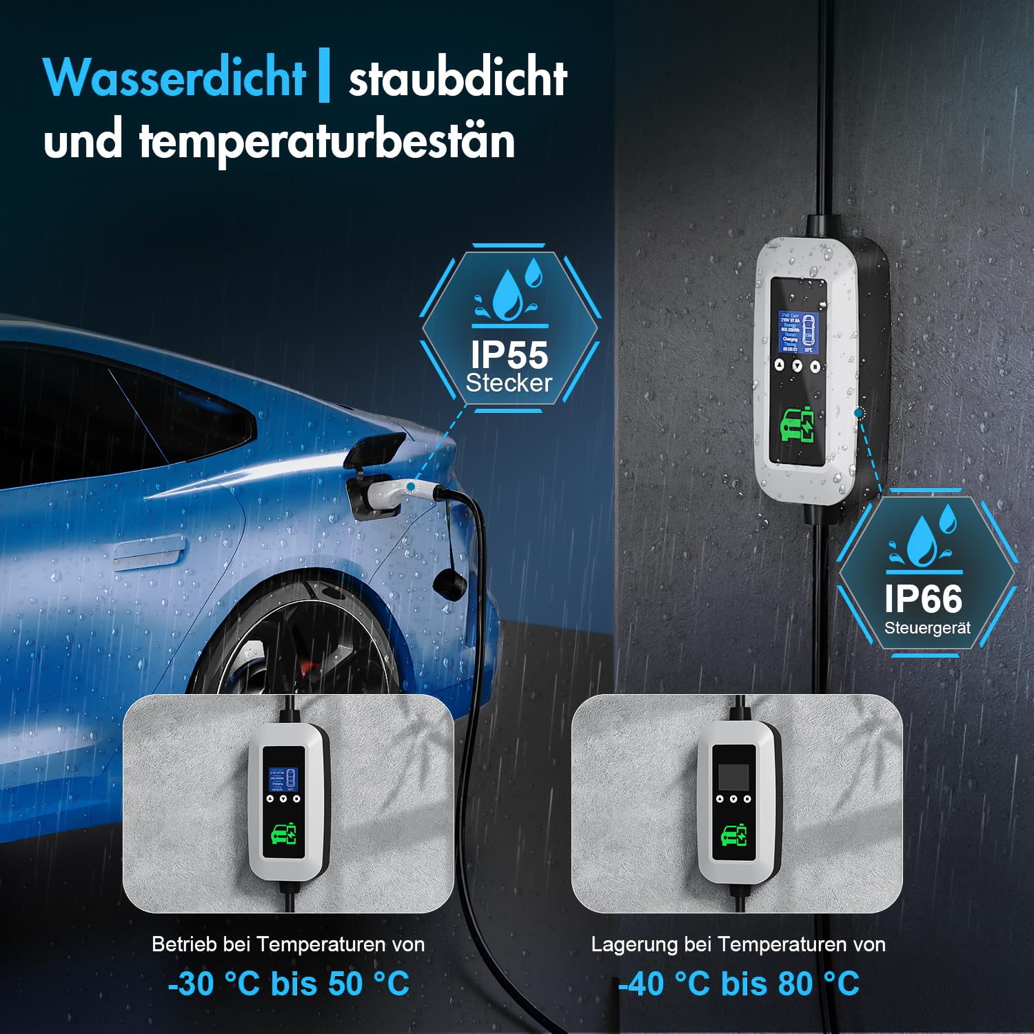 EV Ladekabel Typ 2 3.68kW, [6m, 16A, 1-Phasig],Ladekabel elektroauto typ 2 mit Steuerbarer Digitalanzeige und 0-12h Zeitverzögerung,Tragetasche und EV-Ladegeräthalterung für Allen PHEV und EV