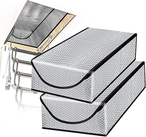 Miniatura 7 de Cubierta aislante para escaleras de ático, tienda de campaña desplegable con cremallera de 25 x 54 x 11 pulgadas (cubierta atótica)