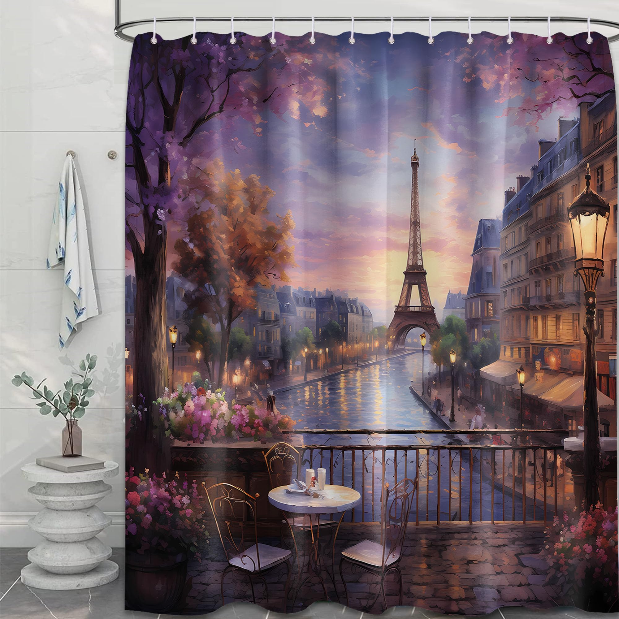 Juego De 3 Cortina De Ducha De La Torre Eiffel De París | Cuotas Sin