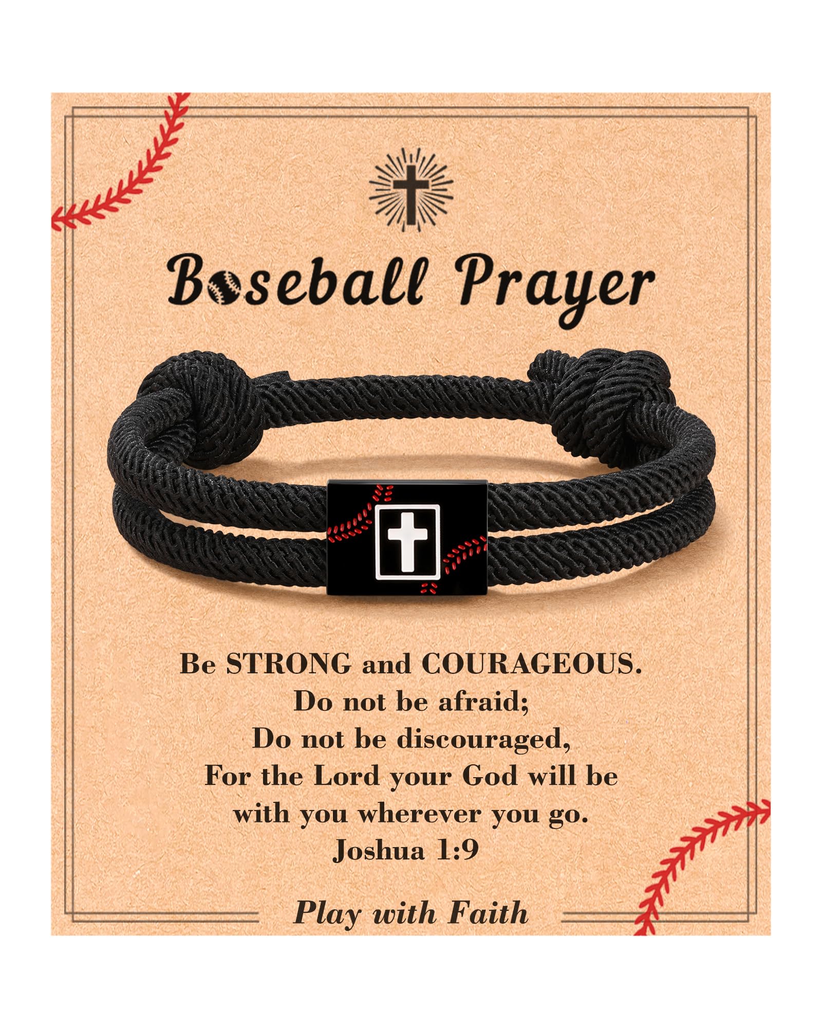 Tarsus Baseball/Football/Soccer Gifts for Boys, Faith Cross Braided Bracelet Christmas Birthday Gifts for Boys Men