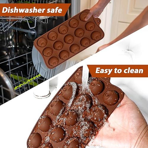 Miniatura 6 de Moldes de silicona para globos oculares de Halloween, 2 moldes redondos para hornear gelatina, bola de pudín, trufa cordial, cubitos de hielo,