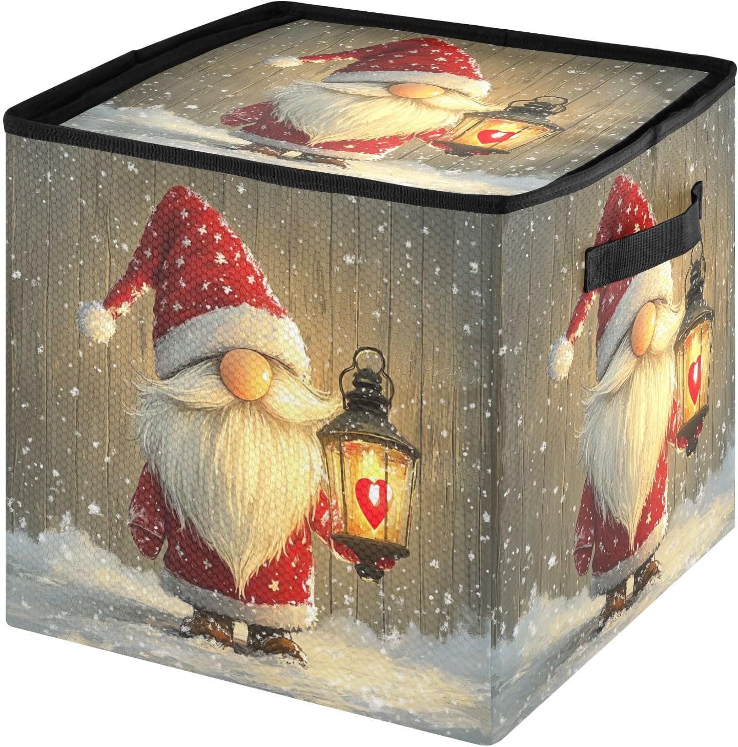 High Capacity Christmas Ornament Storage Box Holds Up to 64, Zippered Top telescoping Holiday Storage Case with Lid,Christmas Gnome Red Snow