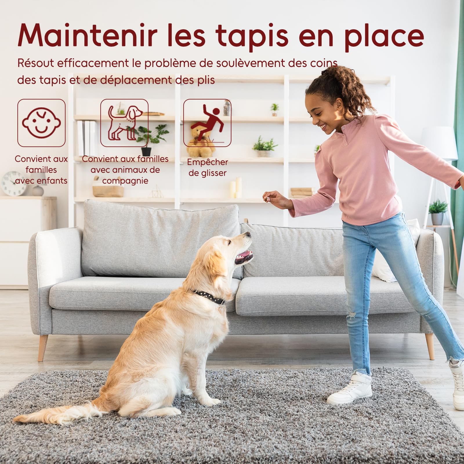 Tapis en Feutre antidérapant avec Envers en Caoutchouc, 150 x 210 cm, Tapis Antidérapant Découpable Universel, pour sols en Bois Dur, Doux et sûr