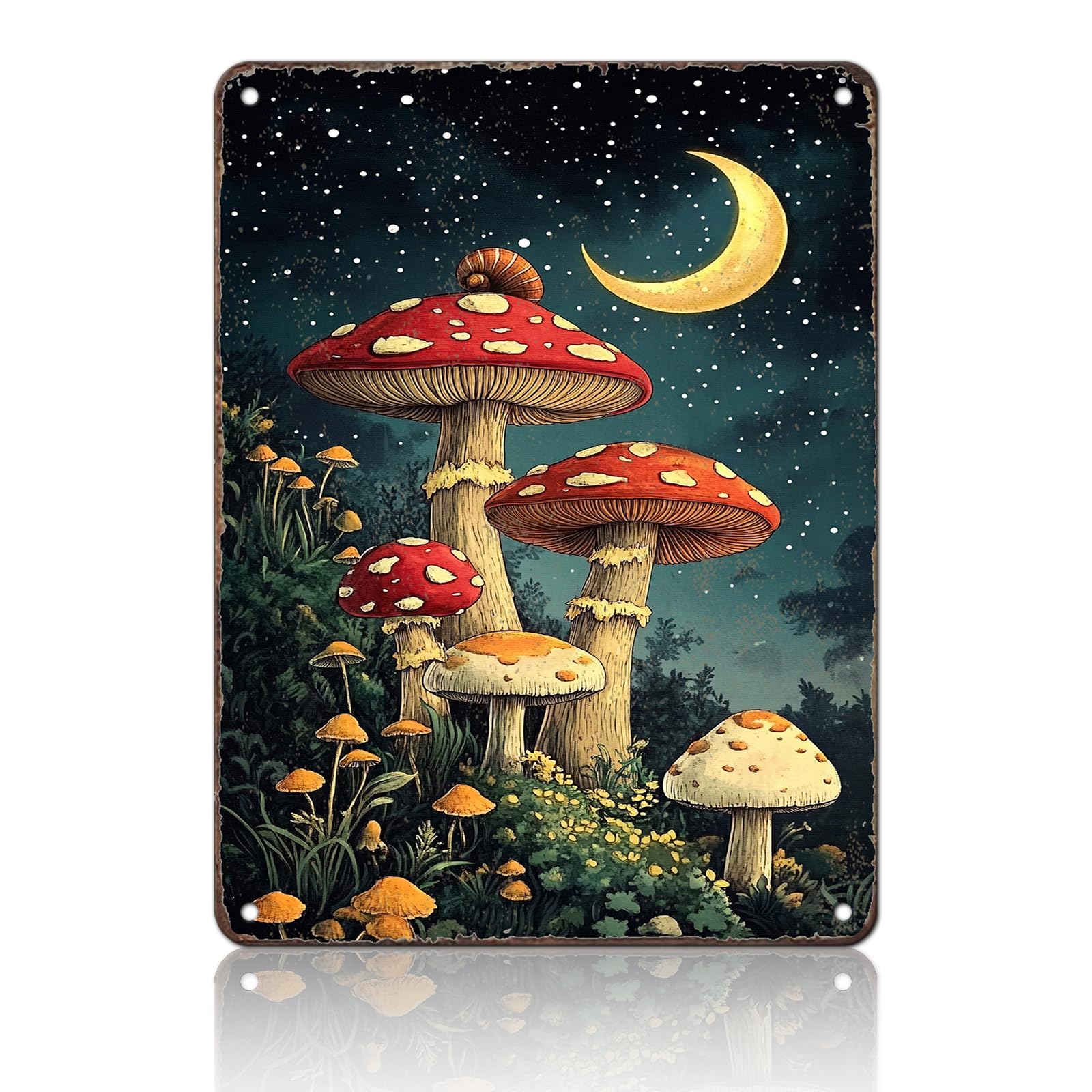 Anceky Funny Metal Tin Signs Mushroom Vintage Metal Sign Retro Wall Decor for Home Bar Pub Cafe Garage Man Cave Garden Yard 8×12 Inch