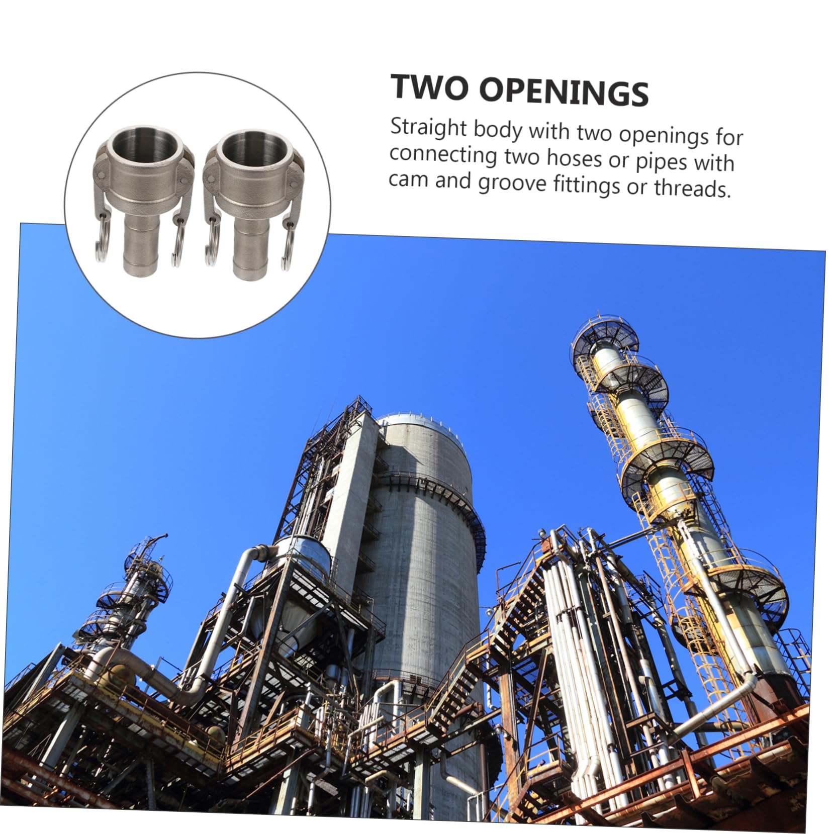 Unomor 2 Pcs Stainless Stainless Steel Silver Fittings Cam and Groove Hose Connector Cam and Groove Hose Fitting