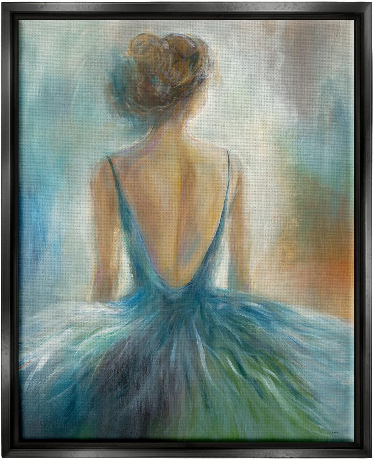Stupell Industries Ballet Girl Blue Orange Figure Painting, Floater Frame, Design by Third and Wall