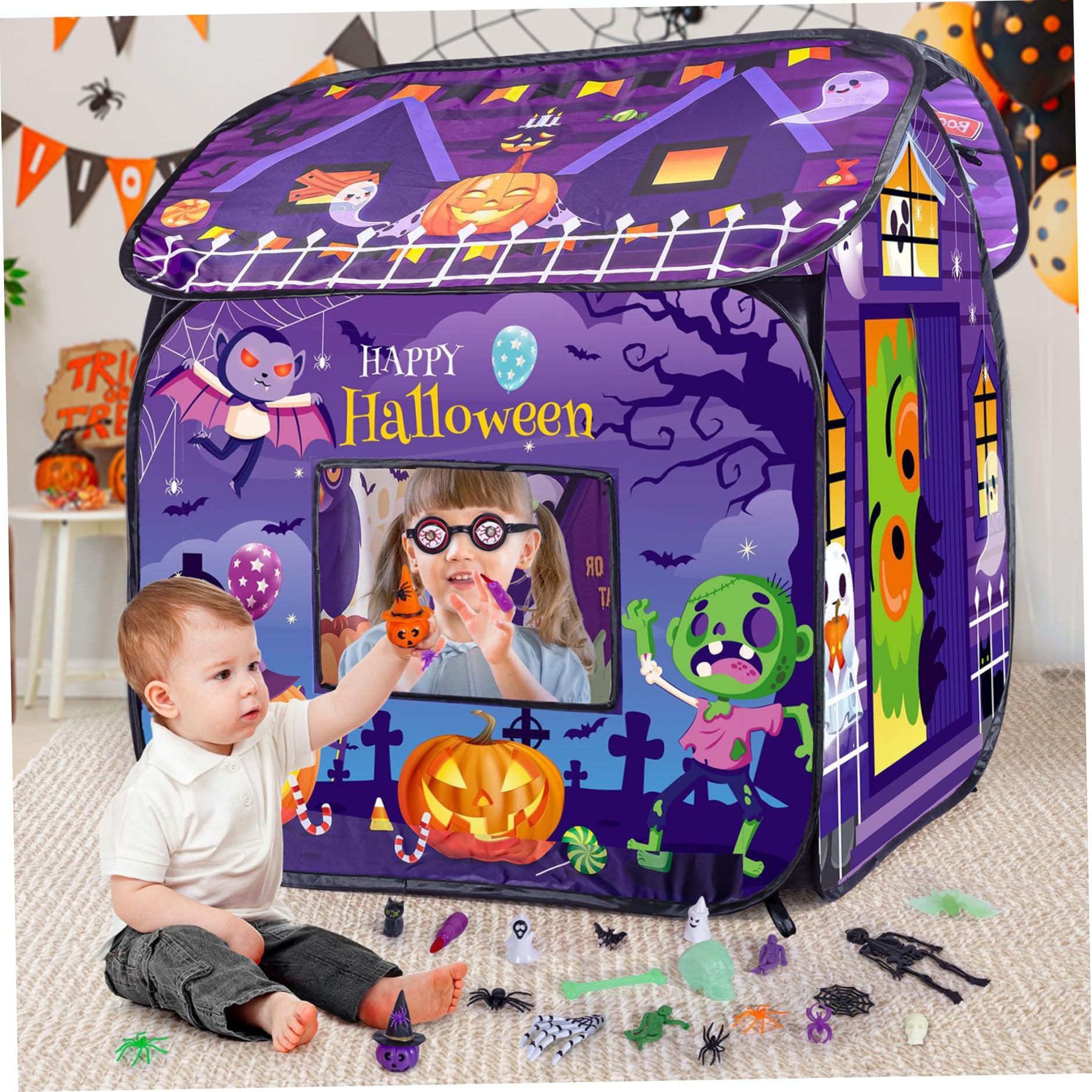 Tenda da Gioco per Bambini, casetta da Gioco Pieghevole Pop-up per Halloween