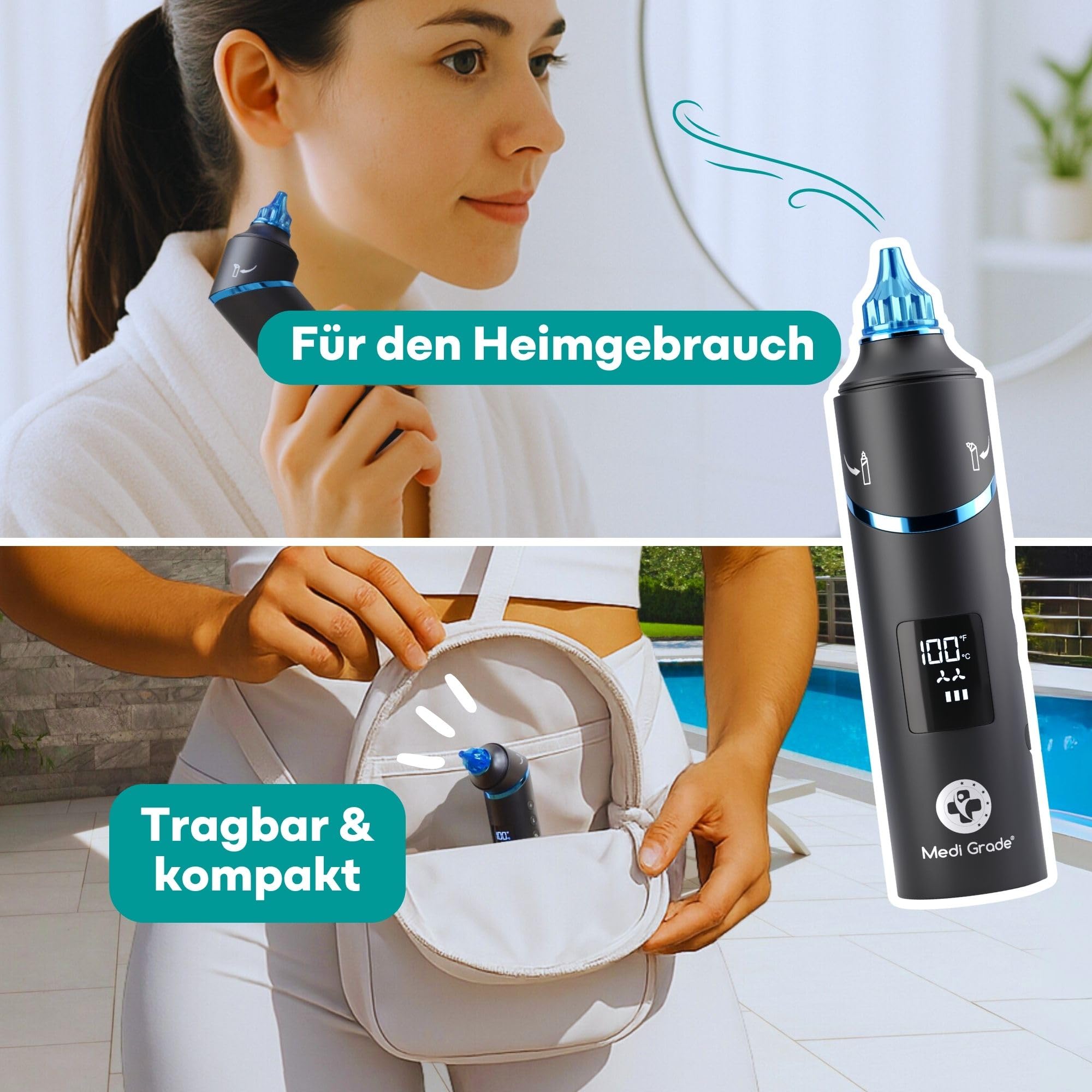 Medi Grade Ohrentrockner mit Rotlicht und einstellbarer Temperatur, USB-C