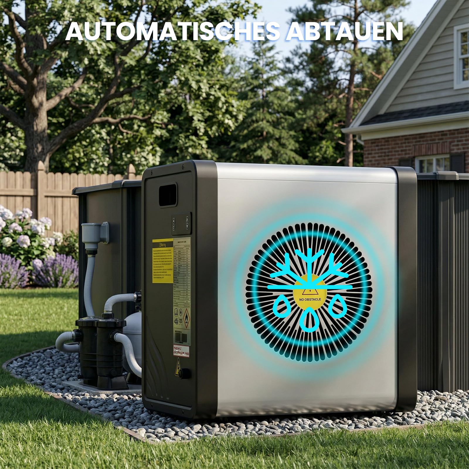 SUNYRISY Pool Wärmepumpe, 5 kW COP 5,5 Poolheizung Elektrisch für Aufstellpools bis zu 20 m³, 17,060 BTU, Mini Pool Heater System für Aufstellpools, Leise, Tragbare Kleine Größe