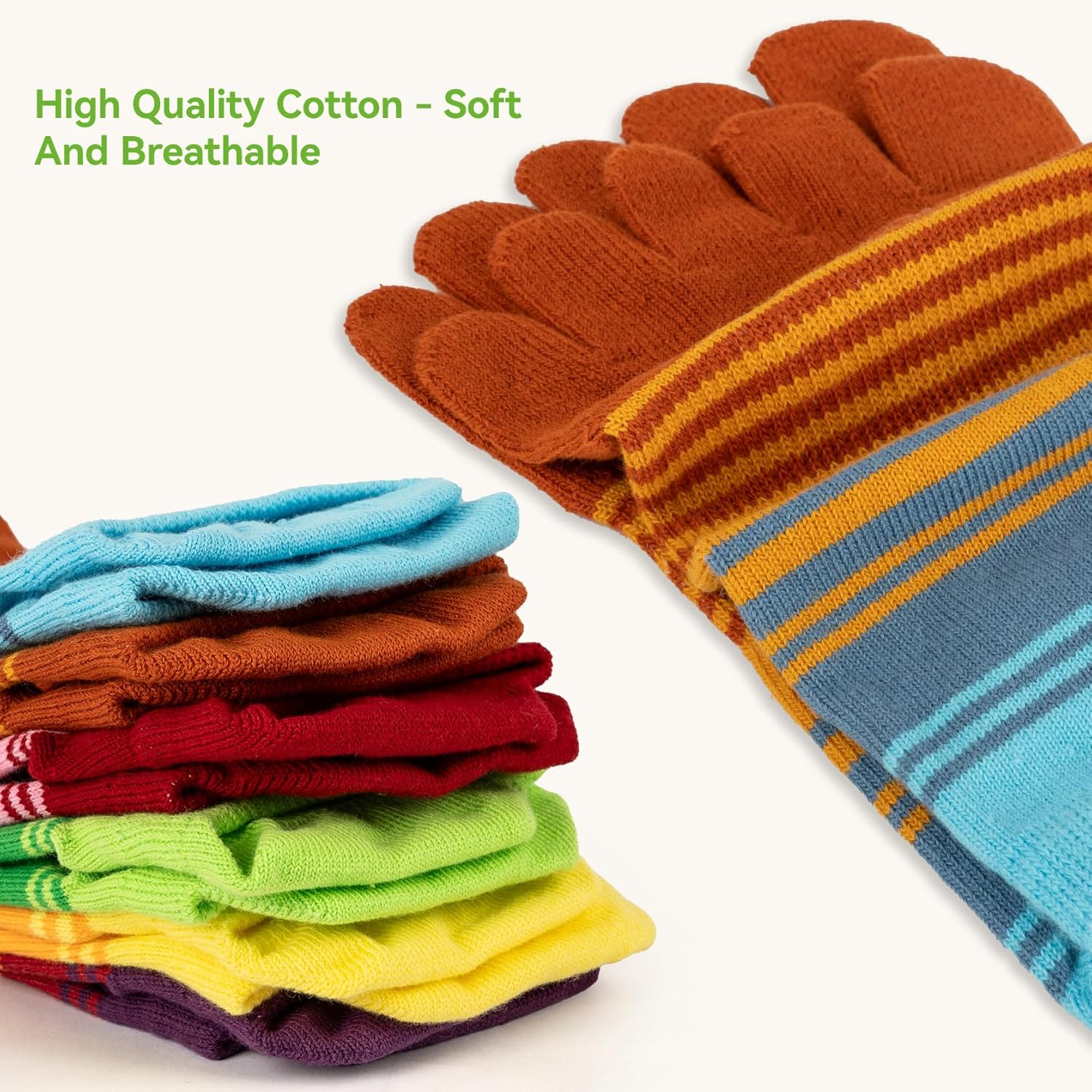 Complementary Color 5 Toe Socks, Breathable Moisture-Wicking & Wear-Resistant, Separate Toe Unisex Low Cut Socks - Image 7