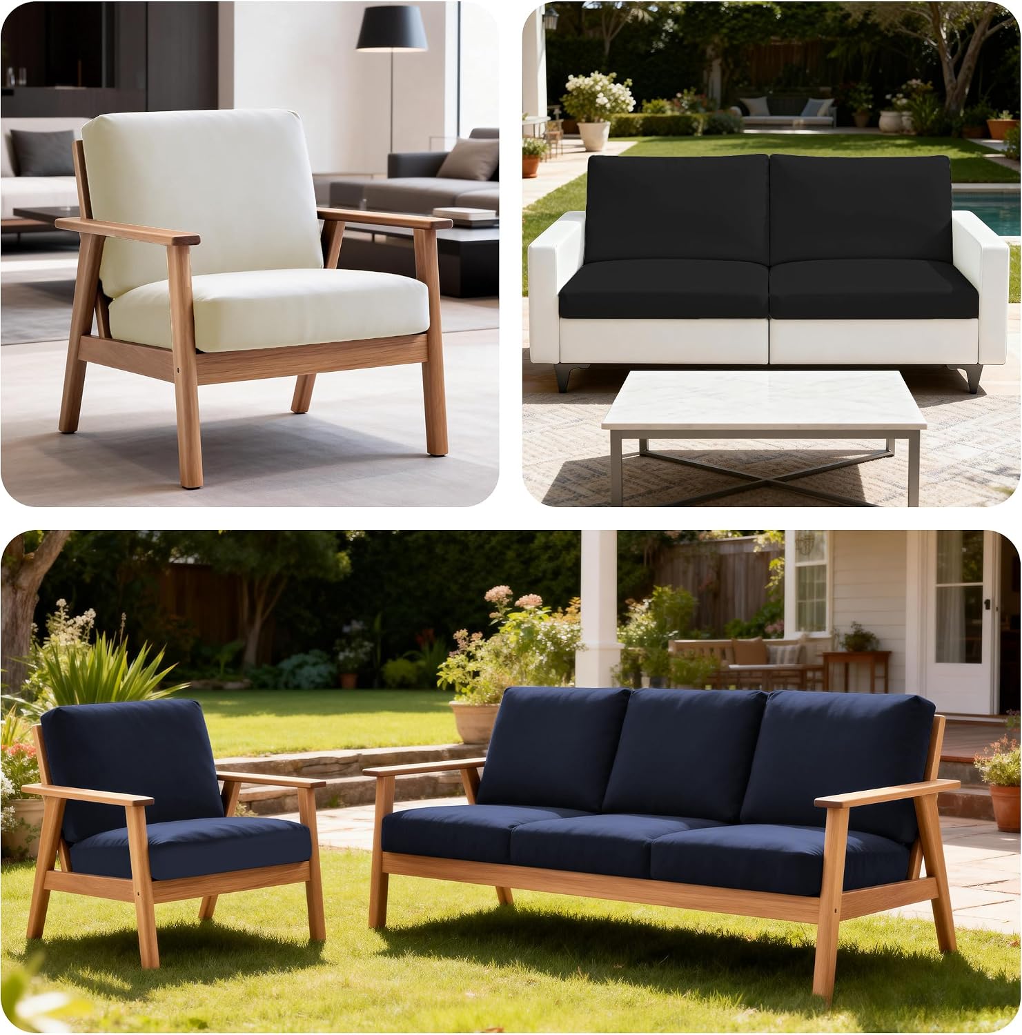 BIETYONE 4Pcs Patio Stretch Cushion Covers,Outdoor Sofa Replacement Cover Slipcovers for Patio Furniture Cushion Covers, Washable Reusable Furniture Protector thumbnail
