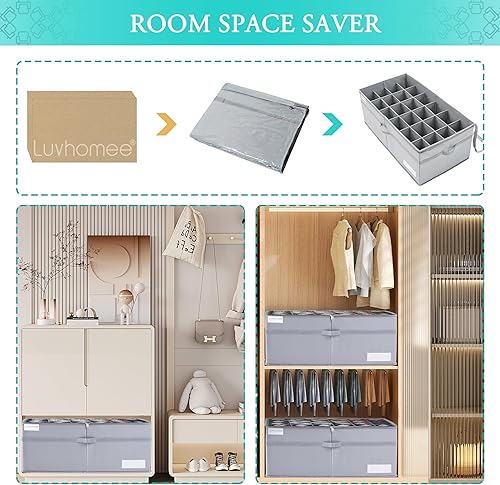 Miniatura 7 de LUVHOMEE Organizador de zapatos para armario, se adapta a 24 pares, contenedores de almacenamiento grandes para zapatos, contenedores plegables