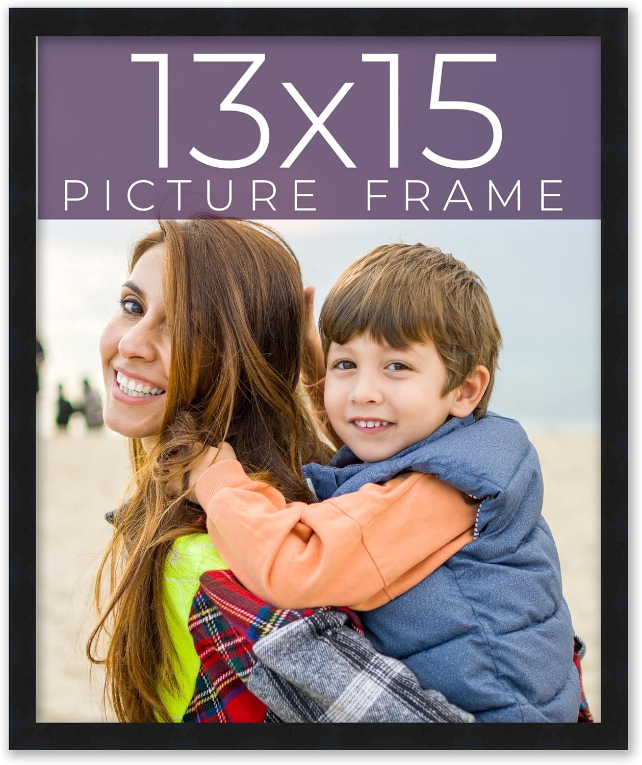 13x15 Frame Black Real Wood Picture Frame Width 0.75 Inches | Interior Frame Depth 0.5 Inches | Complete with UV Acrylic Plexiglass, Foam Board Backing & Hanging Hardware