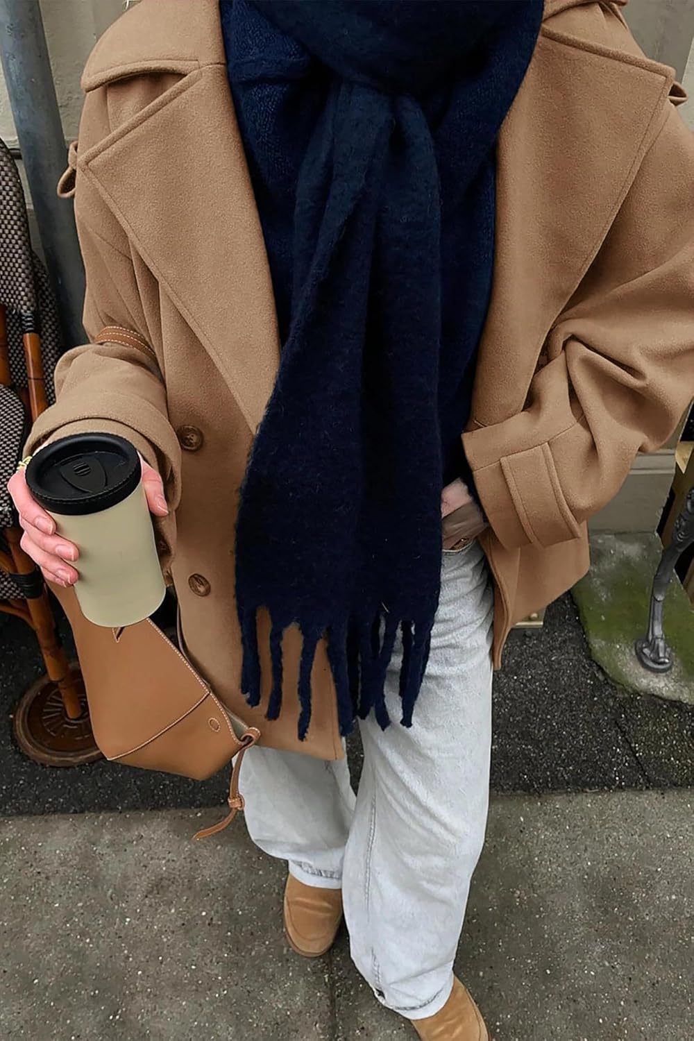 Majdan Women's Double Breasted Short Peacoat Winter Wool Blend Coat Oversized Jacket with Pockets - Image 6