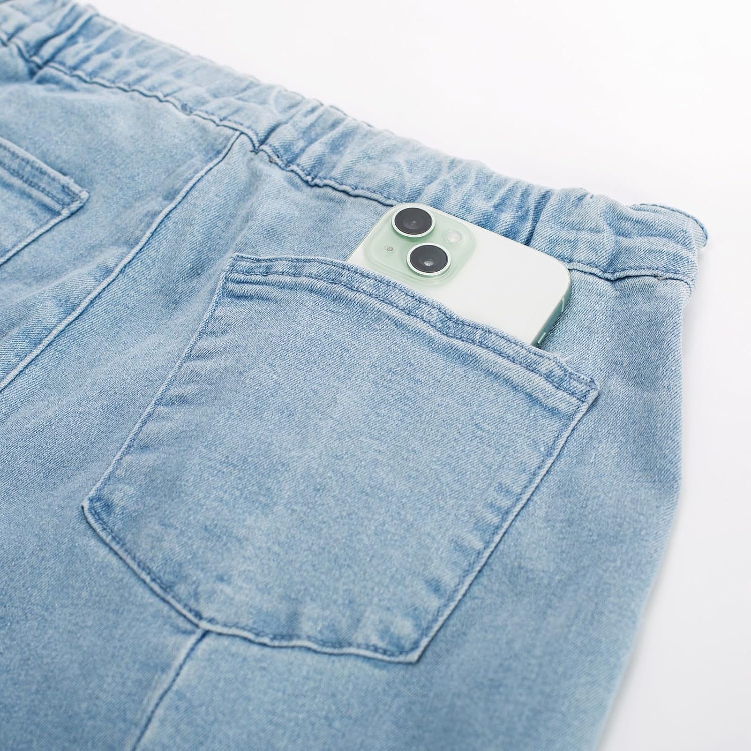 Belle Poque Women's High Waisted Wide Leg Jeans Button Decorated Casual Stretchy Demin Pants with Pockets - Image 5