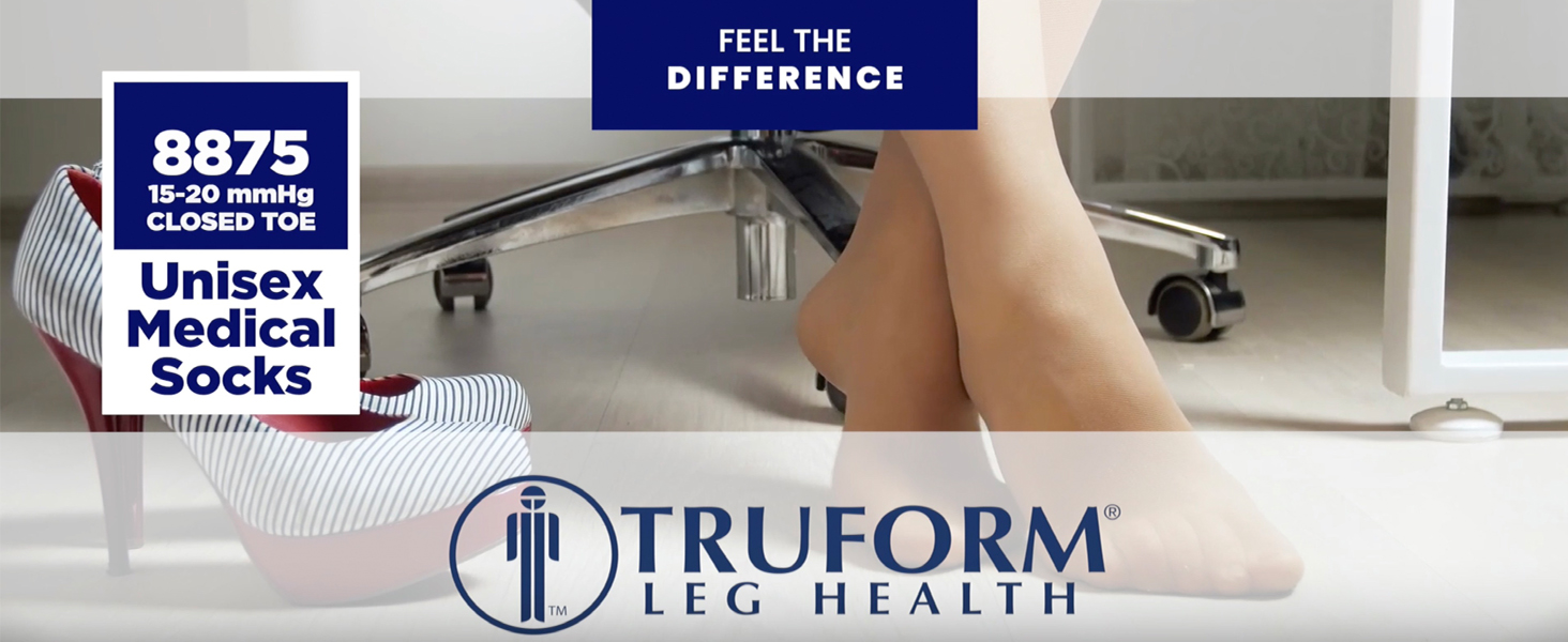 Truform 15-20 mmHg Compression Stockings for Men and Women, Knee High Length, Closed Toe, Black, Large
