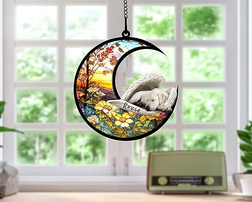 Miniatura 146 de Chow Chow Dog Memorial Suncatcher, adorno de Navidad Chow Chow con nombre, atrapador de pérdida de mascotas, regalos para los amantes de los perros