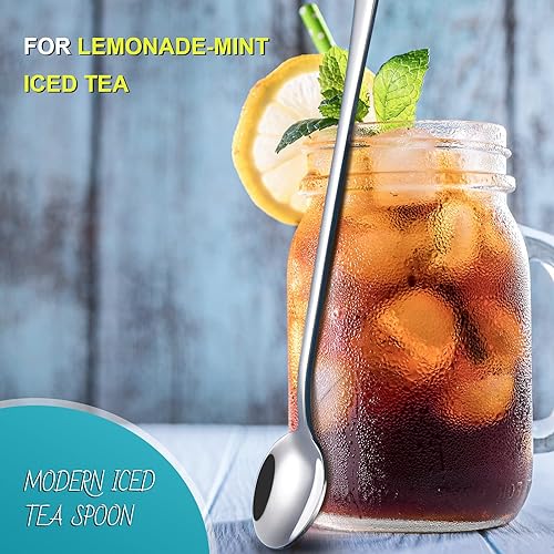 Miniatura 4 de Cucharas de mango largo para té helado de Hiware 9 pulgadas Cuchara de café de helado Cucharas de acero inoxidable para cóctel conjunto de