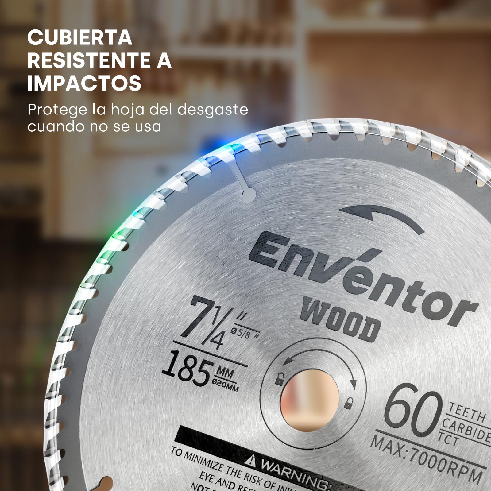 Enventor 3PCS Hoja de Sierra Circular 24T/40T/60T, 185mm x 20mm, Punta de Carburo de Tungsteno, Hoja de Sierra Circular de Mano para Madera, Compatible con Enventor Sierras Circulares
