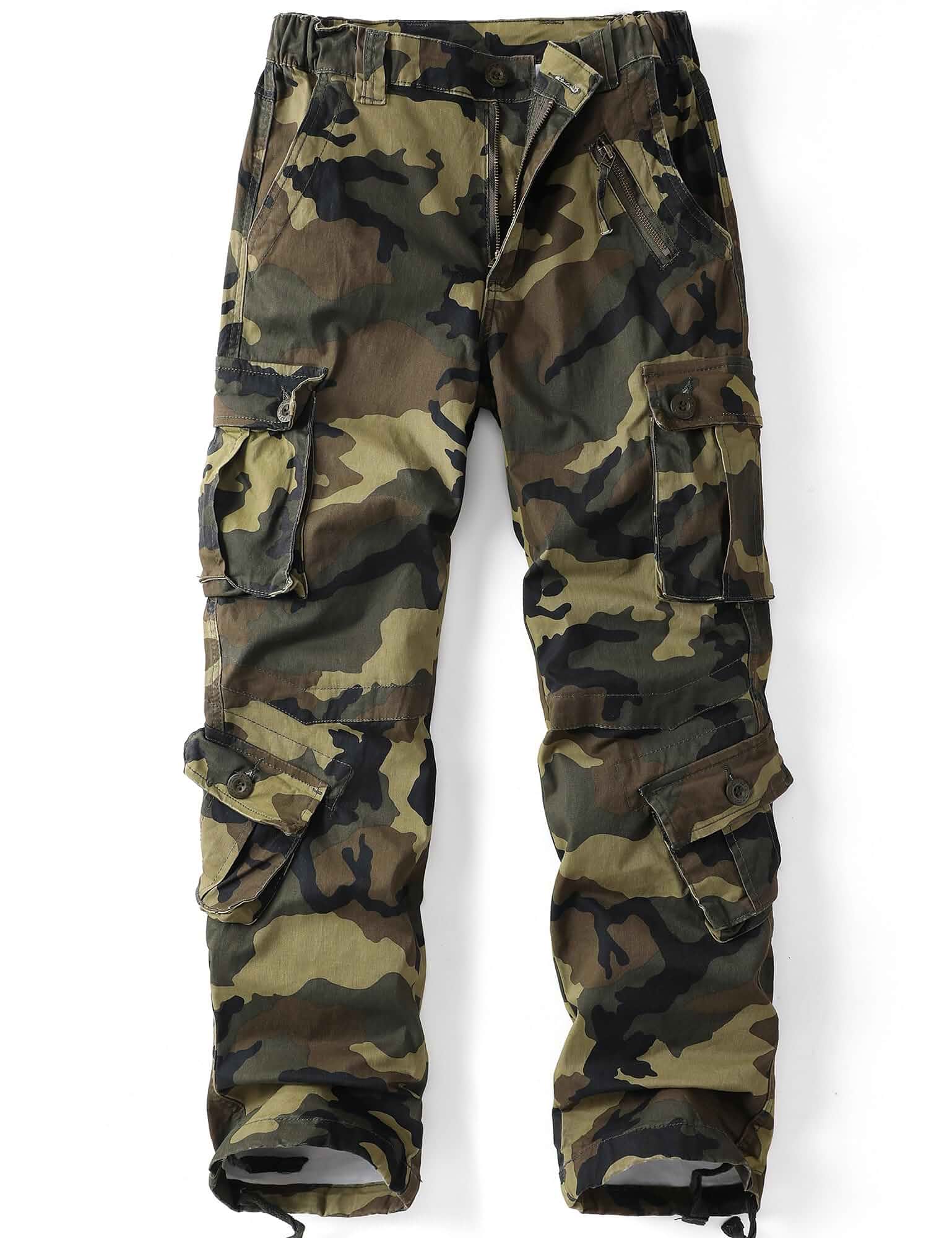 NBBEAR Camo Cargo Pants for Women Casual Work Combat Ripstop Hiking Pants with 9 Pockets