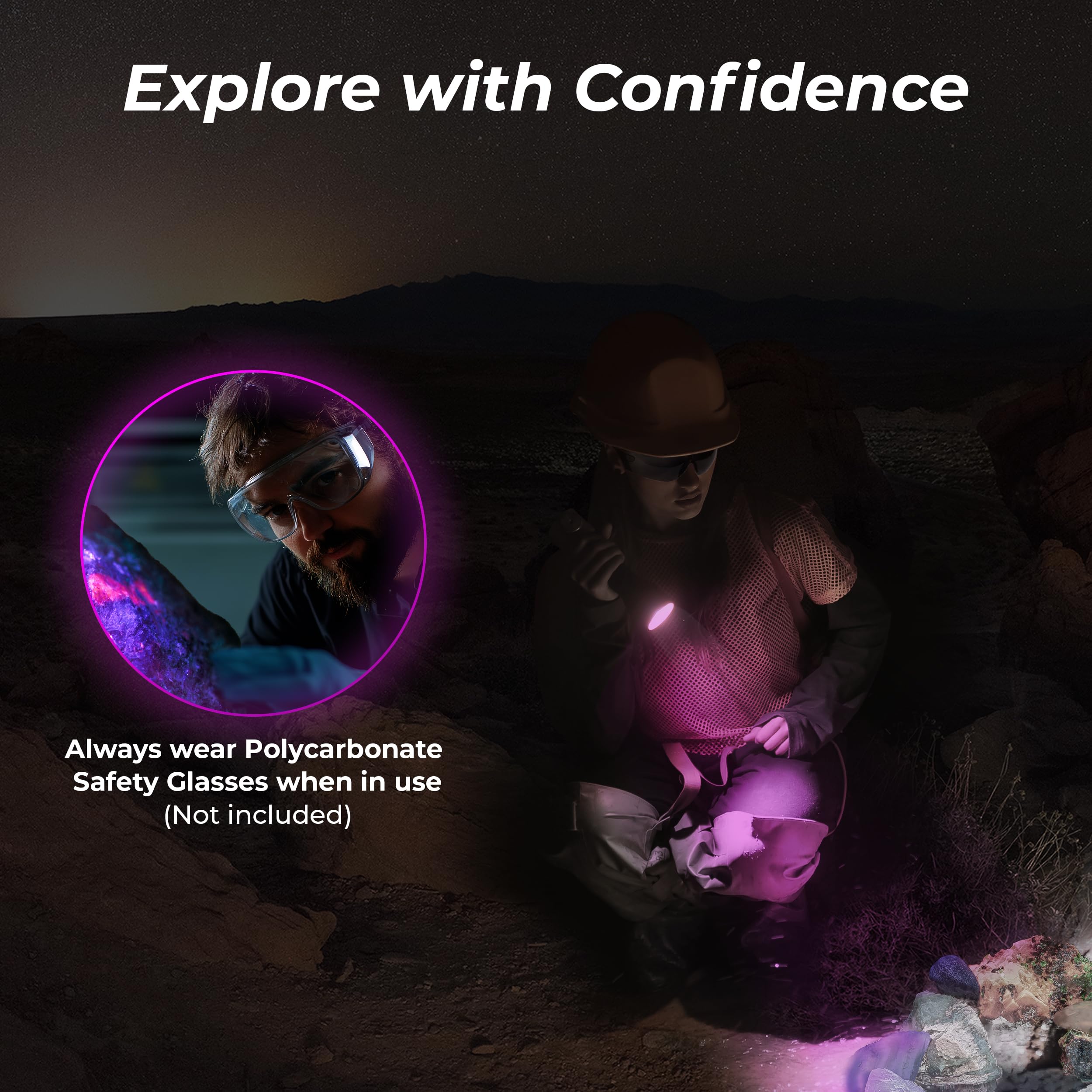 Lumencraft - Linterna UV Convoy L21B-X4 de 365 nm con filtro ZWB2 de largo alcance, ideal para caza de minerales fluorescentes, chip LED mejorado y disipador de calor, linterna de luz negra manual