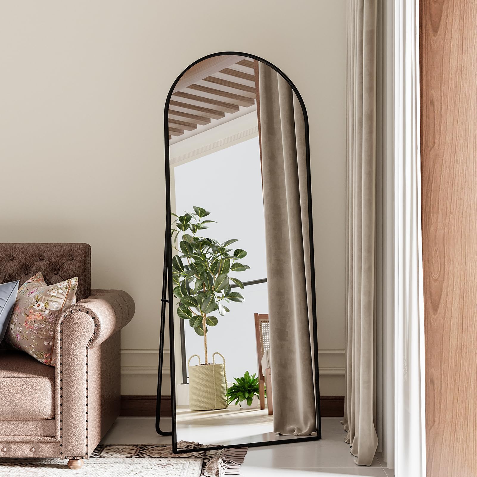 FORBATH Specchio Ad Arco 61x122 Cm Nero – Cornice In Alluminio, Grande Specchio Da Parete Per Ingresso, Soggiorno E Camera Da Letto - 2