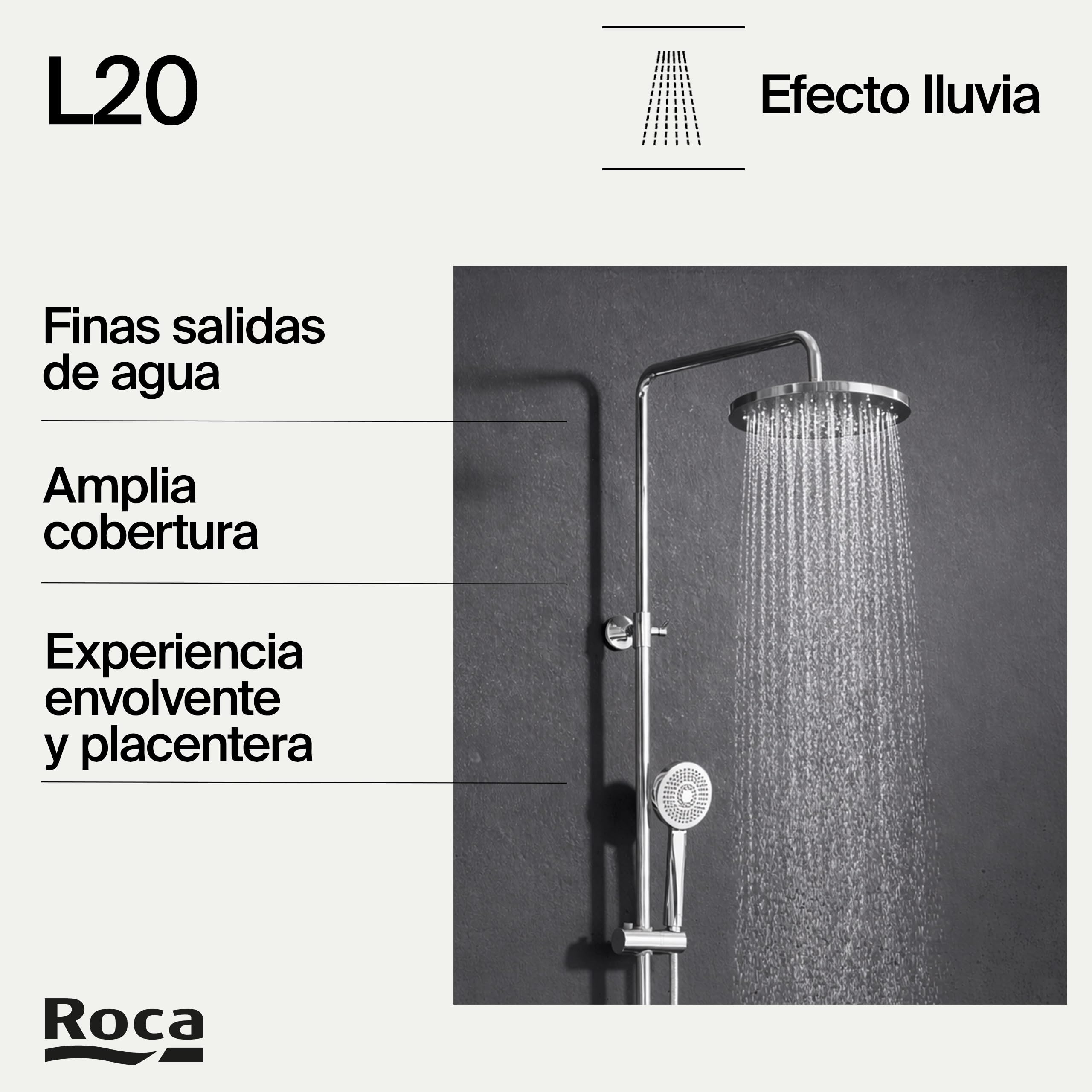 ROCA A5A9709C00 L20 Columna de Ducha Telescópica Monomando Cromo