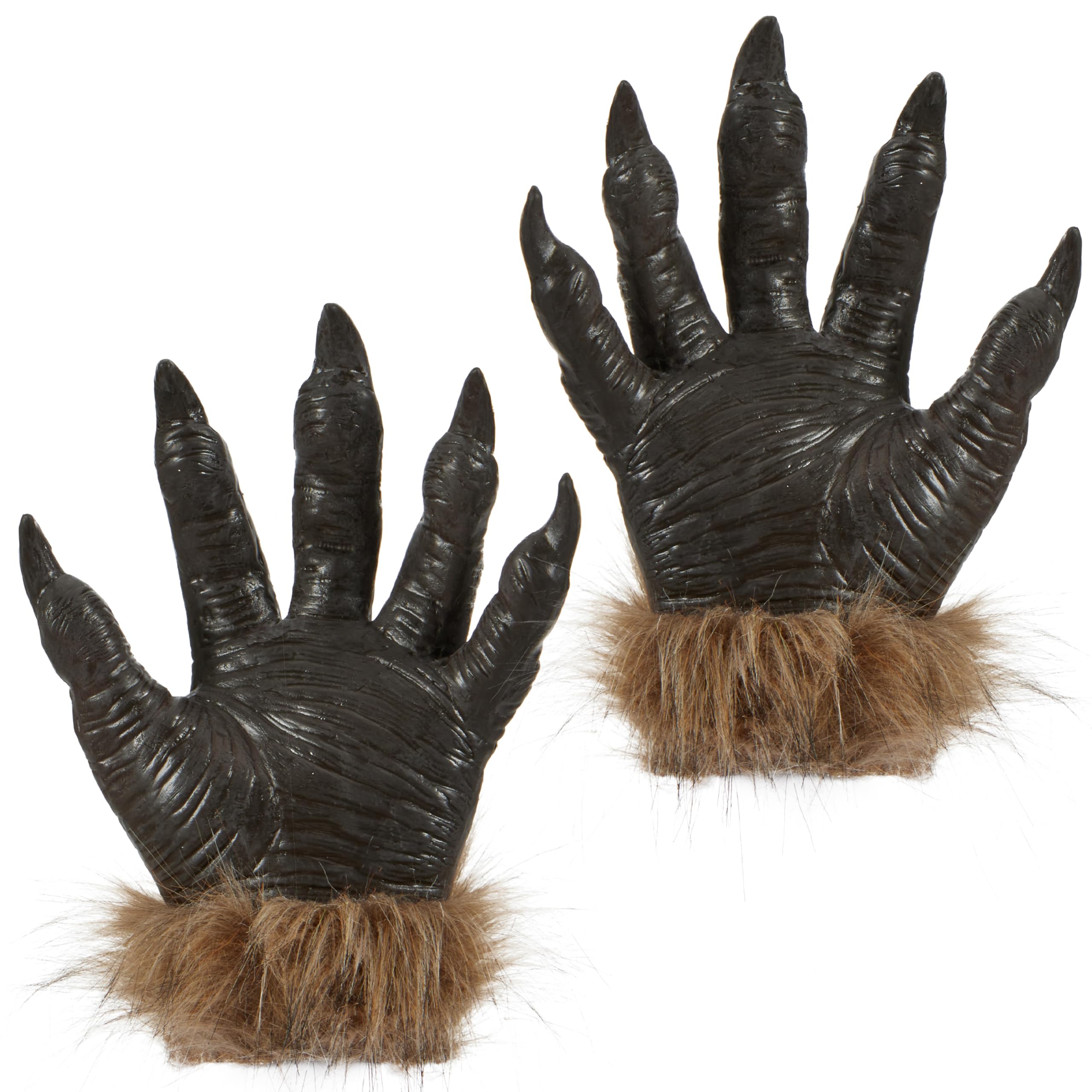 Spooktacular Creations Wolf Claws Short Gloves, Halloween Werewolf Hands Gloves With Claws for Adult Boys Girls Halloween Costume Accessory Cosplay Props