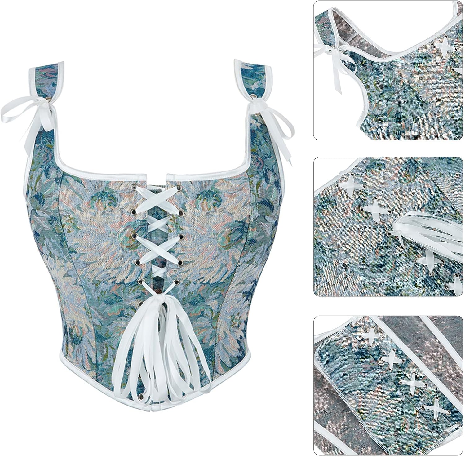 Floral Cinches Lingerie Corset Women Underbust Bustier Shapewear Underbust Painterly Corset Lingerie Shapewear