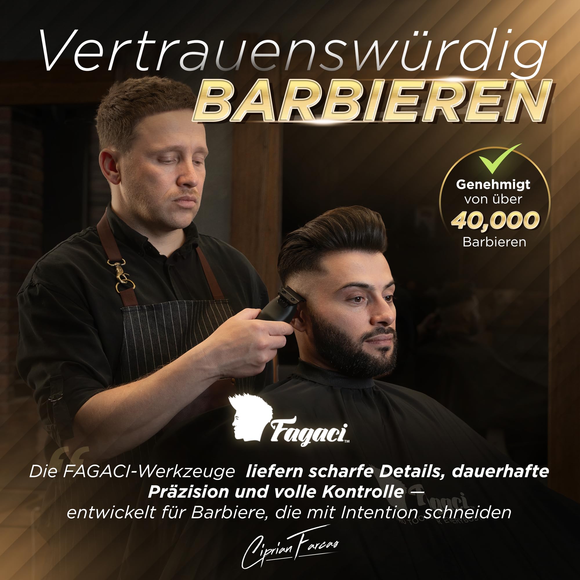 Fagaci Haarschneidemaschine und Trimmer, DLC Klingen, Vektormotor 12000 RPM | Für intensive Nutzung ausgelegt, 2x Lebensdauer, DLC-beschichtete Klingen, extreme Schärfe, Präziser, müheloser Schnitt