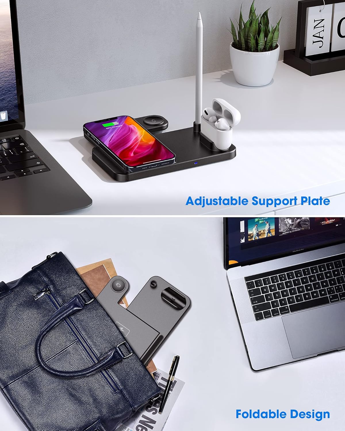 4 in 1 Wireless Charging Station, 2021 Upgraded Wireless Charger Stand Compatible with Apple Watch SE 6 5 4 3 2, AirPods Pro and Pencil, Fast Charging Dock for iPhone 13,12,11,11 Pro max,Xr,Xs,X : Cell Phones & Accessories